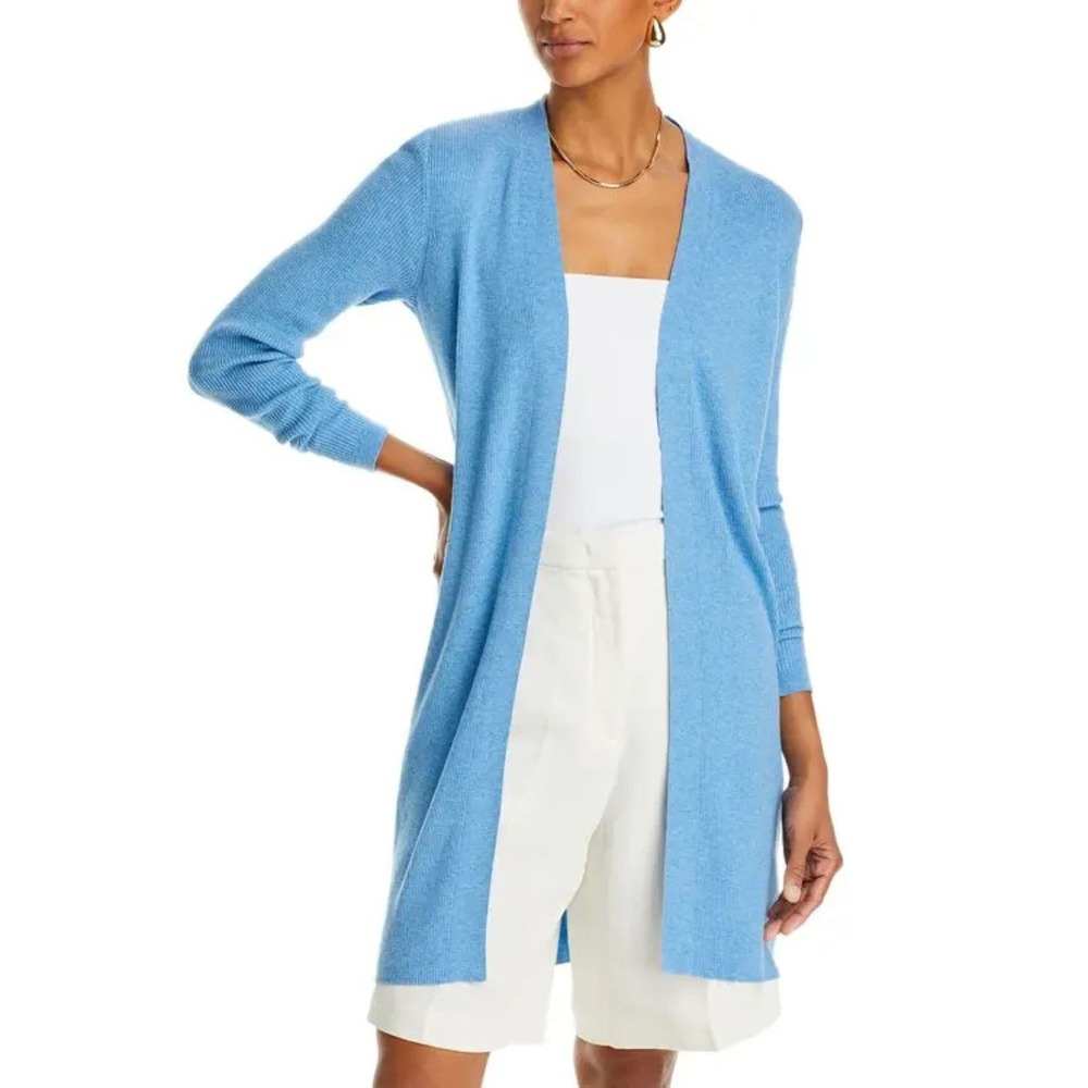 Kobi Halperin Cardigan Sweater Womens Small Blue Ribbed Longline KS4R10